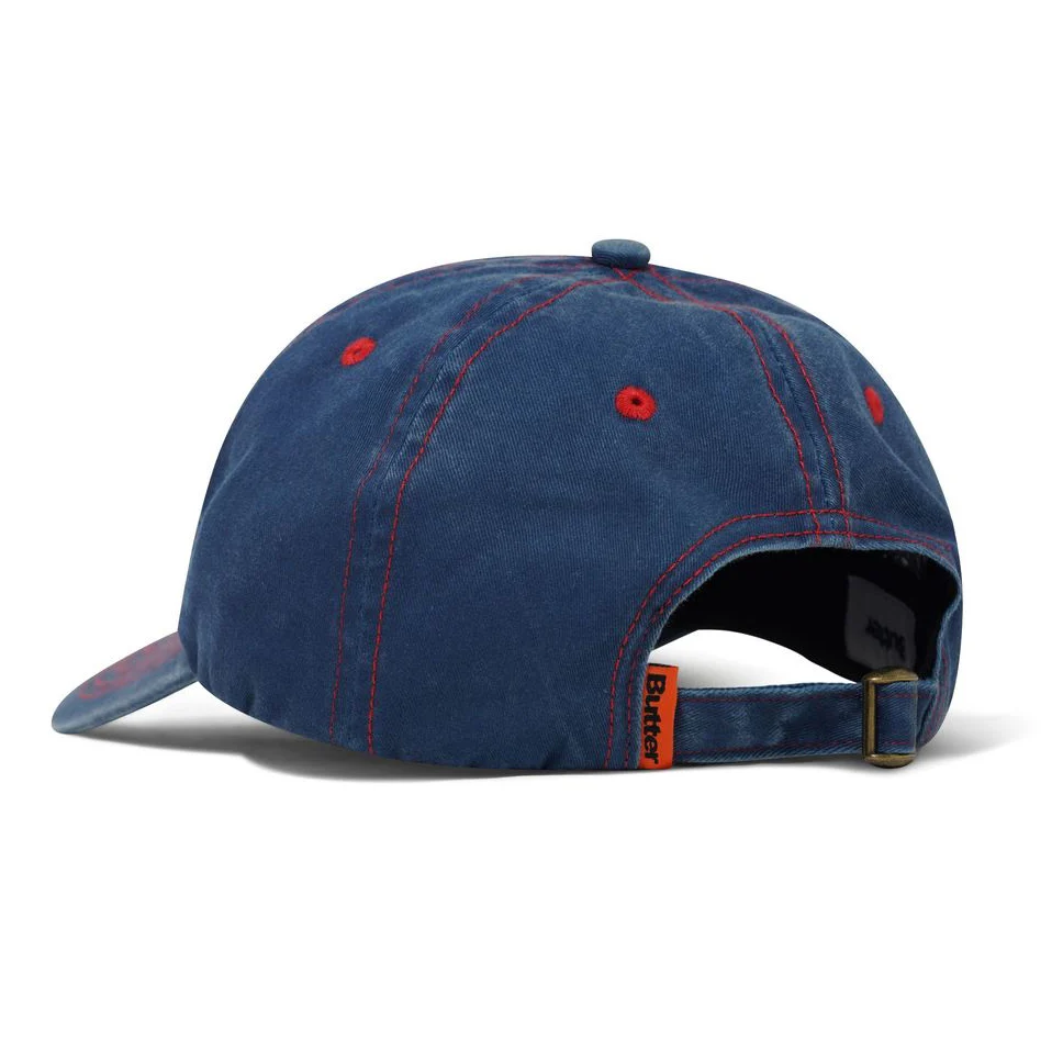 Butter Goods Rounded Logo Washed Navy 6 Panel Hat - Image 2