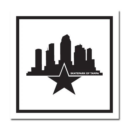 Skatepark of Tampa City Star Square Logo Sticker